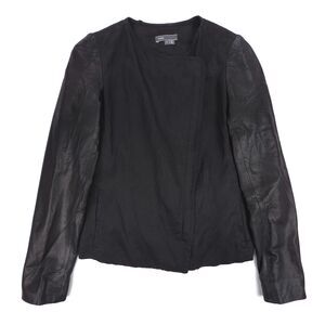 VINCE Lamb Leather Sleeve Asymmetric Jacket Minimal Moto Biker Downtown Girl 4